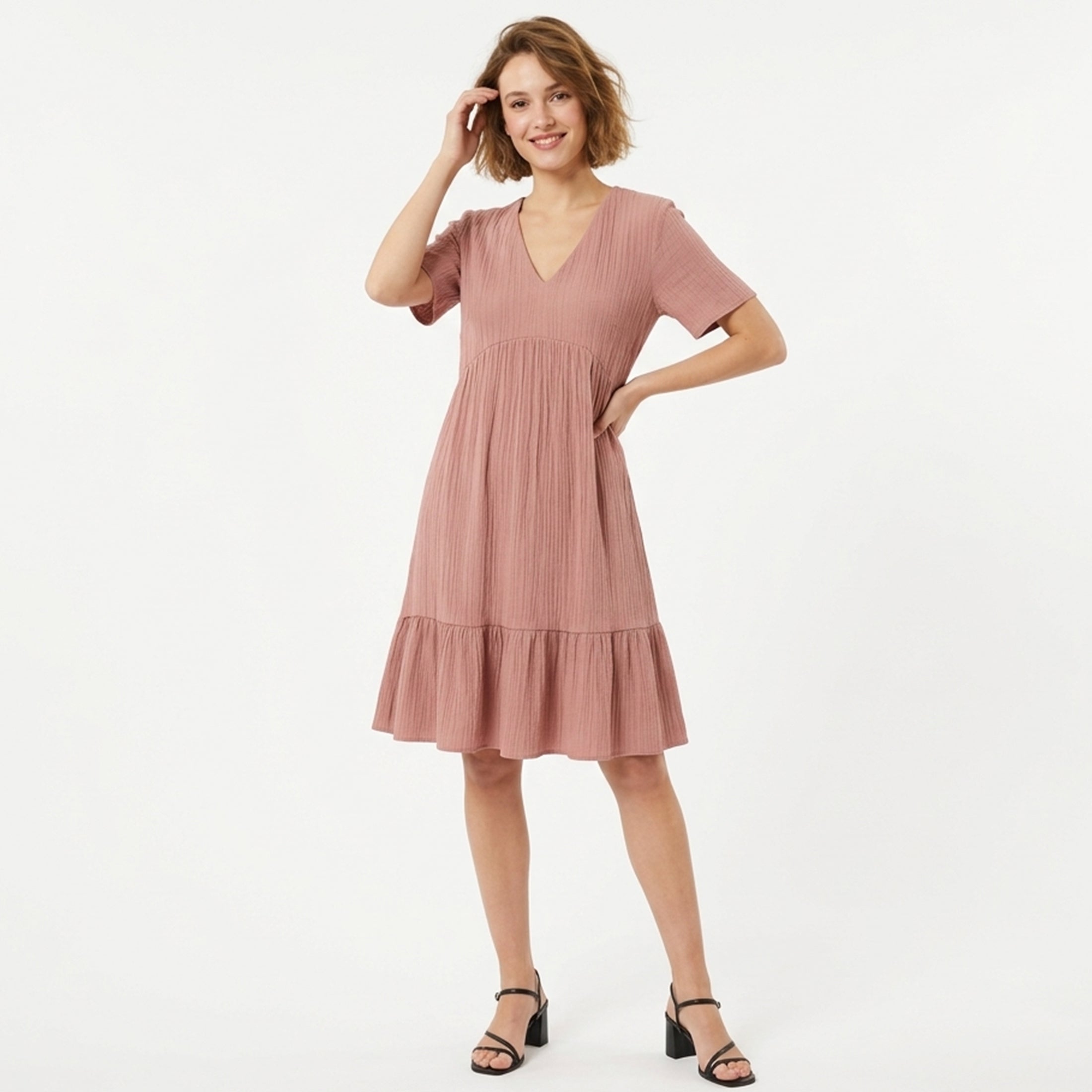 Veloire | Cotton Summer V-Neck Beach Dress for Women