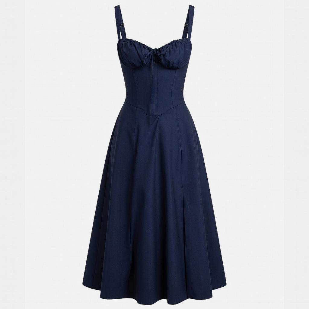 Robe midi A-line à corset pour femmes été