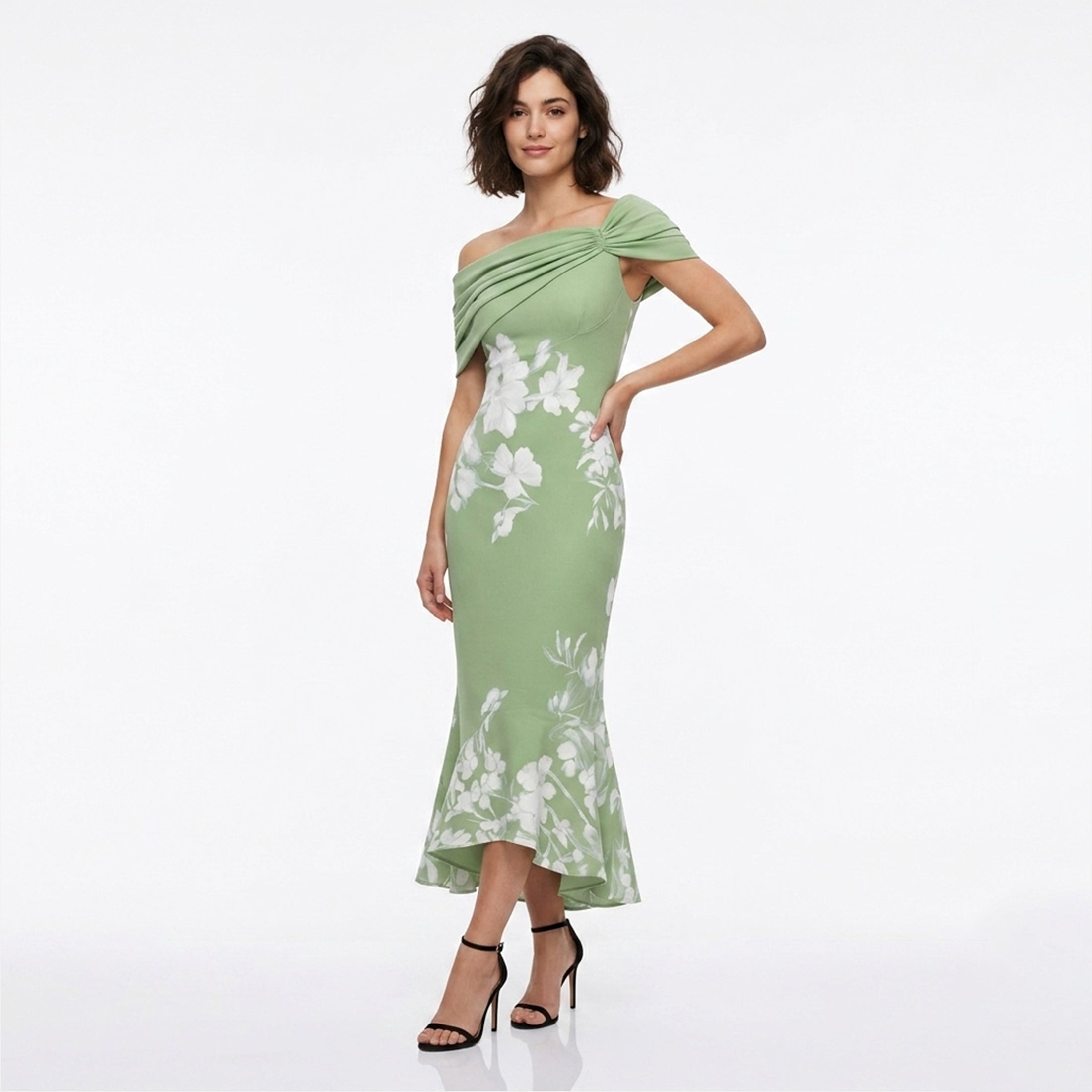 Robe midi élégante à épaules dénudées pour femmes