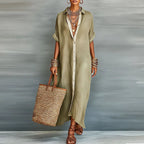 Sundress Collared Maxi Dress Short Sleeve Women's Summer