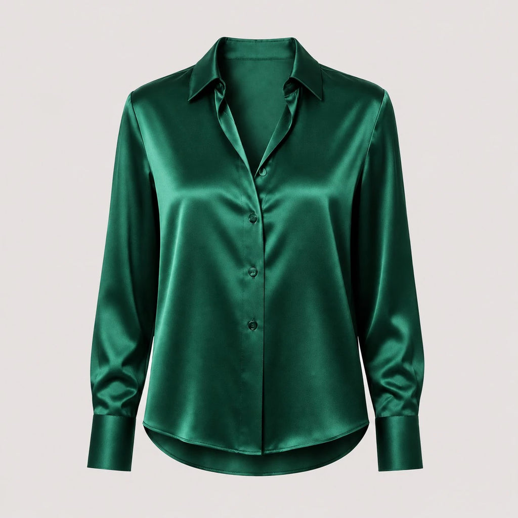 Women's Collared Button Up Blouse Long Sleeve Formal