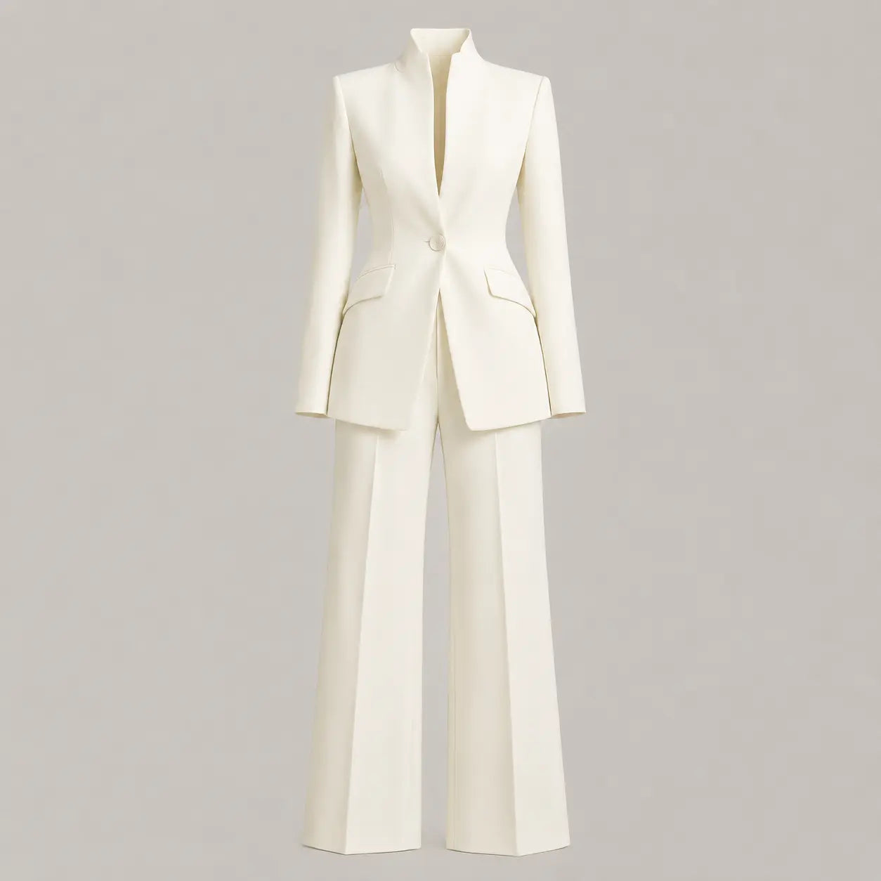 Veste à col montant deux pièces pour femmes avec pantalon large