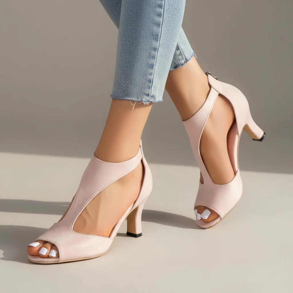 Women's Open Toe Block Heel Cut Out Sandals Summer