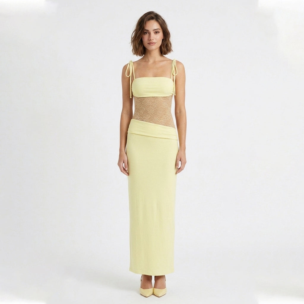Robe maxi sans manches en dentelle pour femme - Invité de mariage