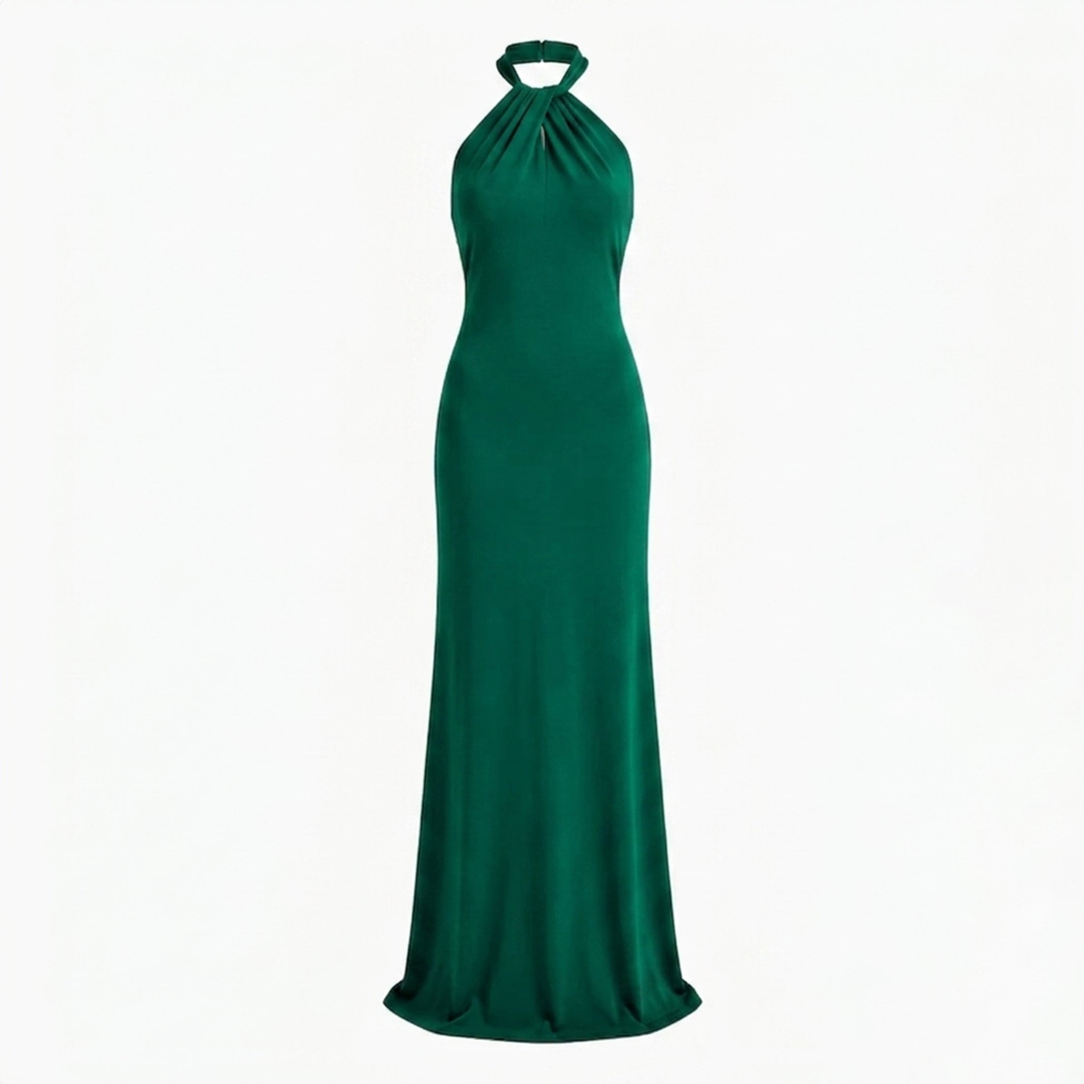 Robe Maxi Femme Élégante à Col Halter Froncée
