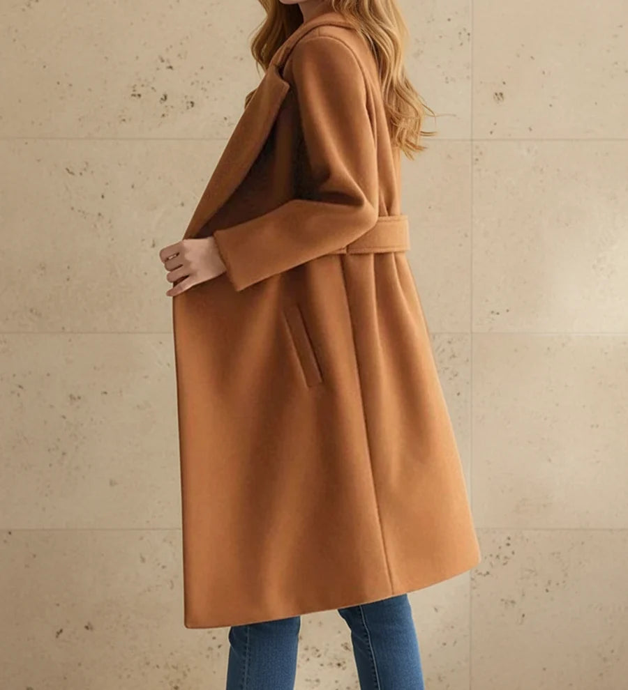 Belted Coat Women Longline Tailored Autumn Layer