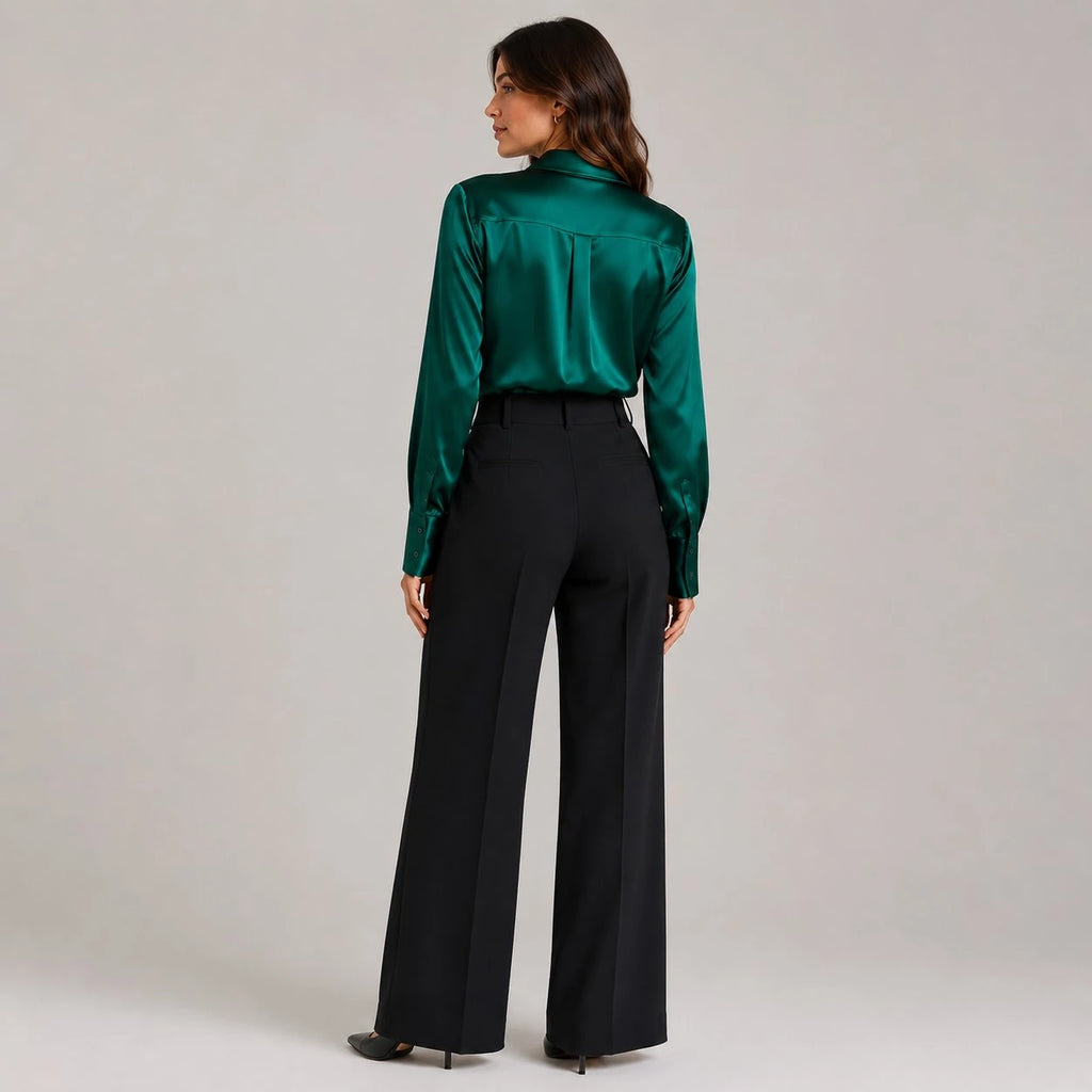 Women's Collared Button Up Blouse Long Sleeve Formal