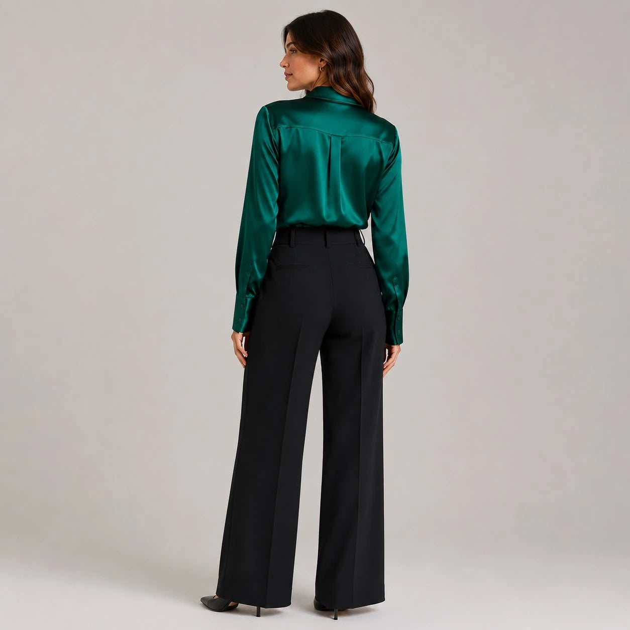 Women's Collared Button Up Blouse Long Sleeve Formal