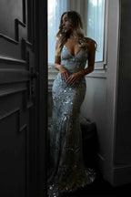 Sequin evening gown side