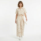 Ensemble de top court en dentelle découpée et pantalon large pour femmes