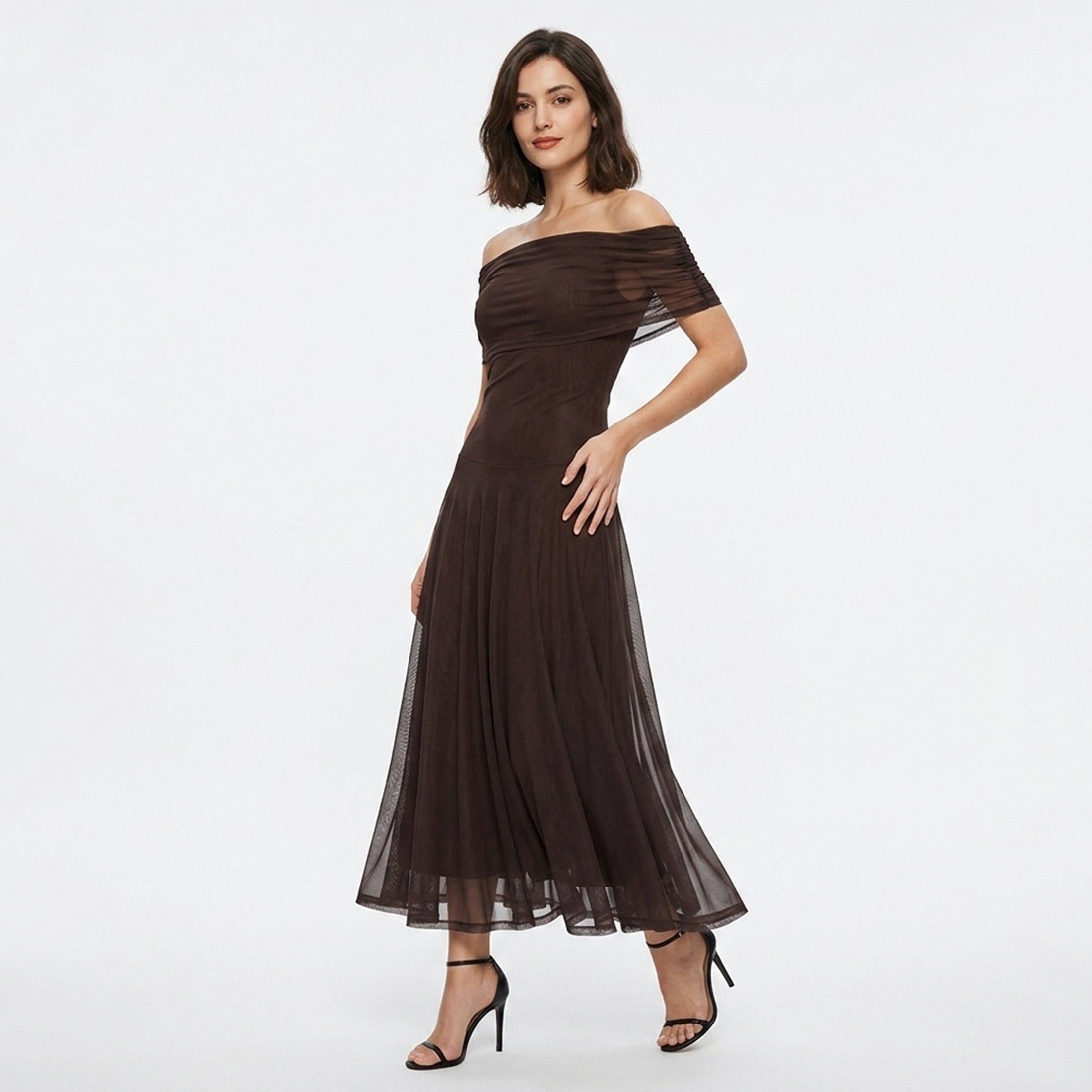 Veloire | Women's Off Shoulder Sheer Maxi Dress