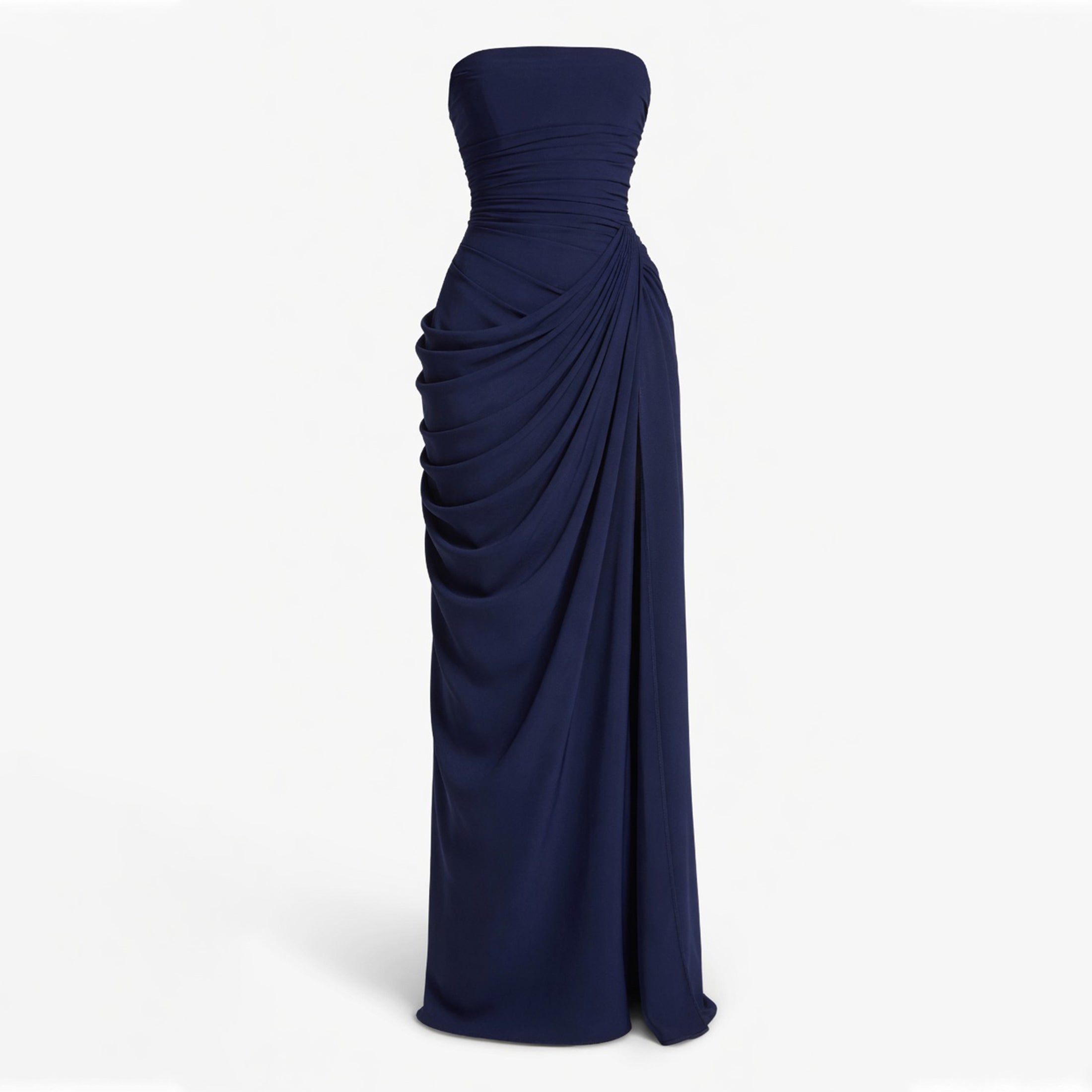 Veloire | Women's Tube Top Pleated Slit Maxi Dress