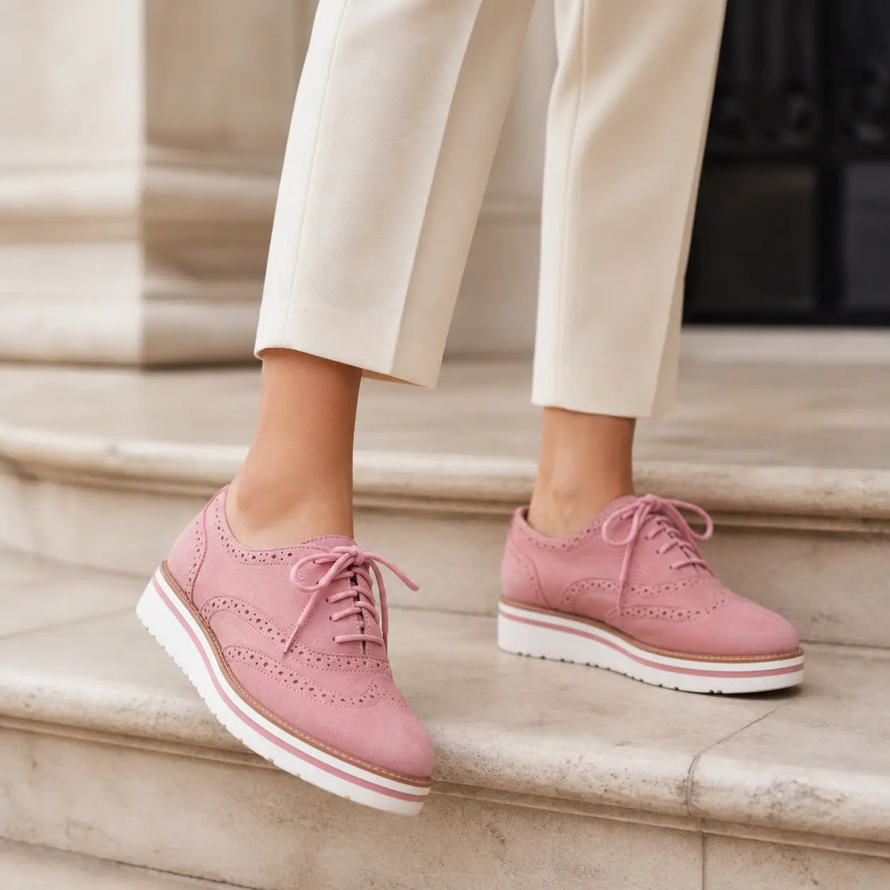 Brogues à lacets pour femmes, chaussures flatform décontractées d'été