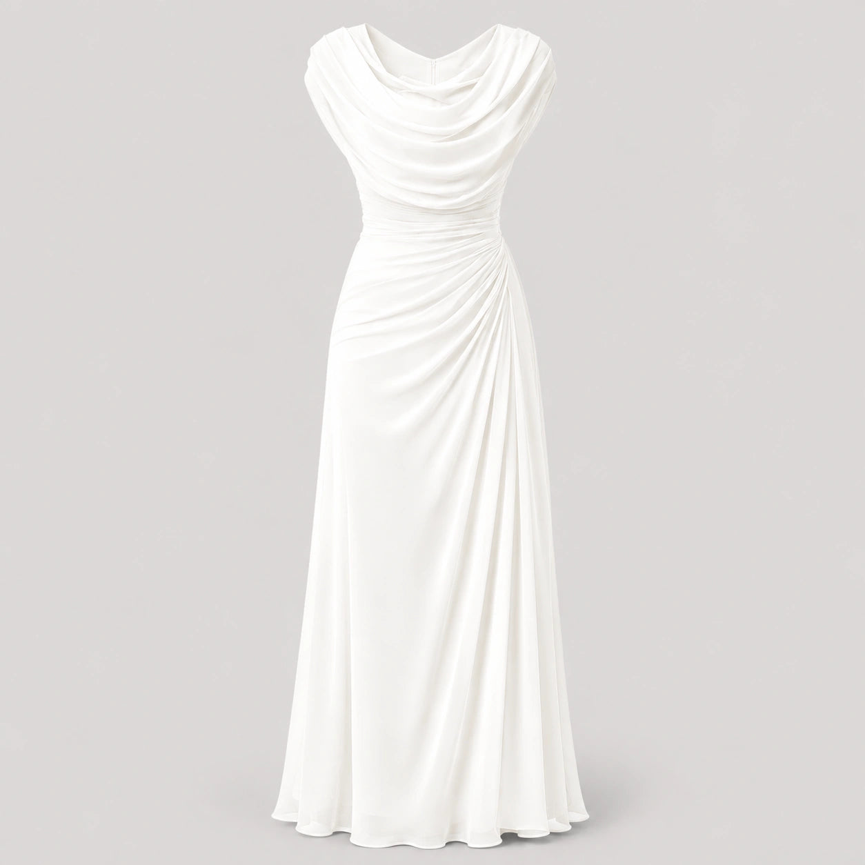 Robe maxi à col drapé froncé pour femmes, invitée de mariage