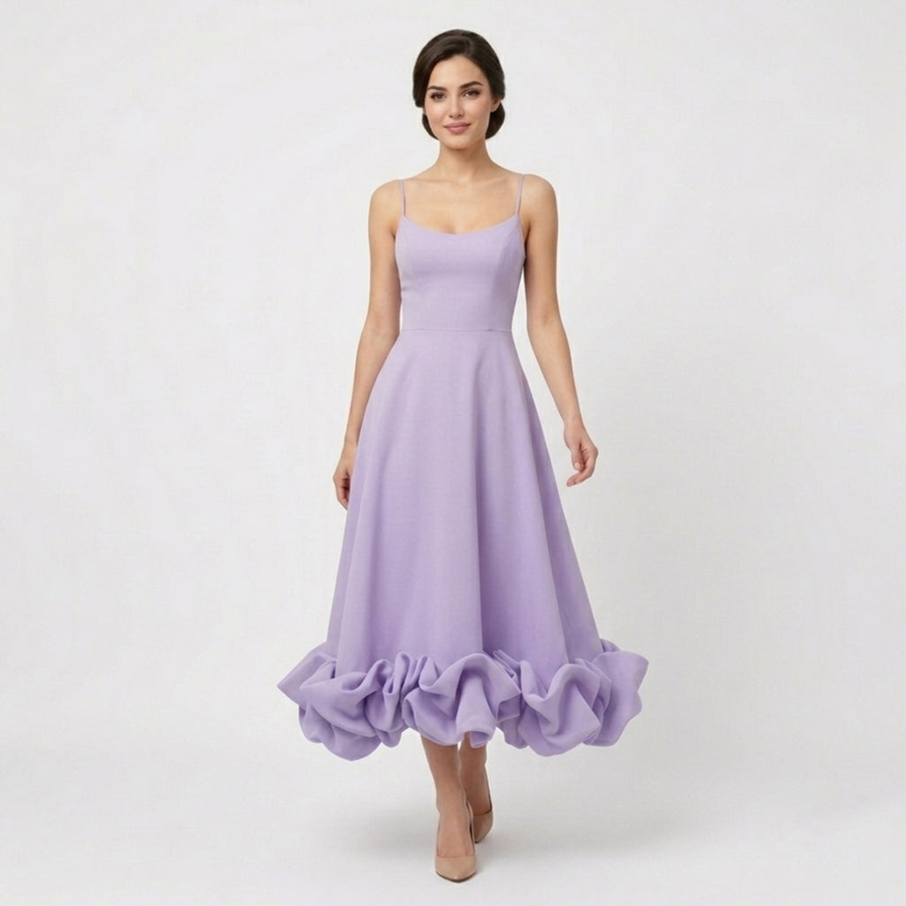 Robe midi A-line sans manches élégante pour femmes
