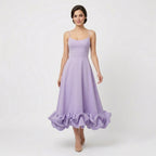 Robe midi A-line sans manches élégante pour femmes