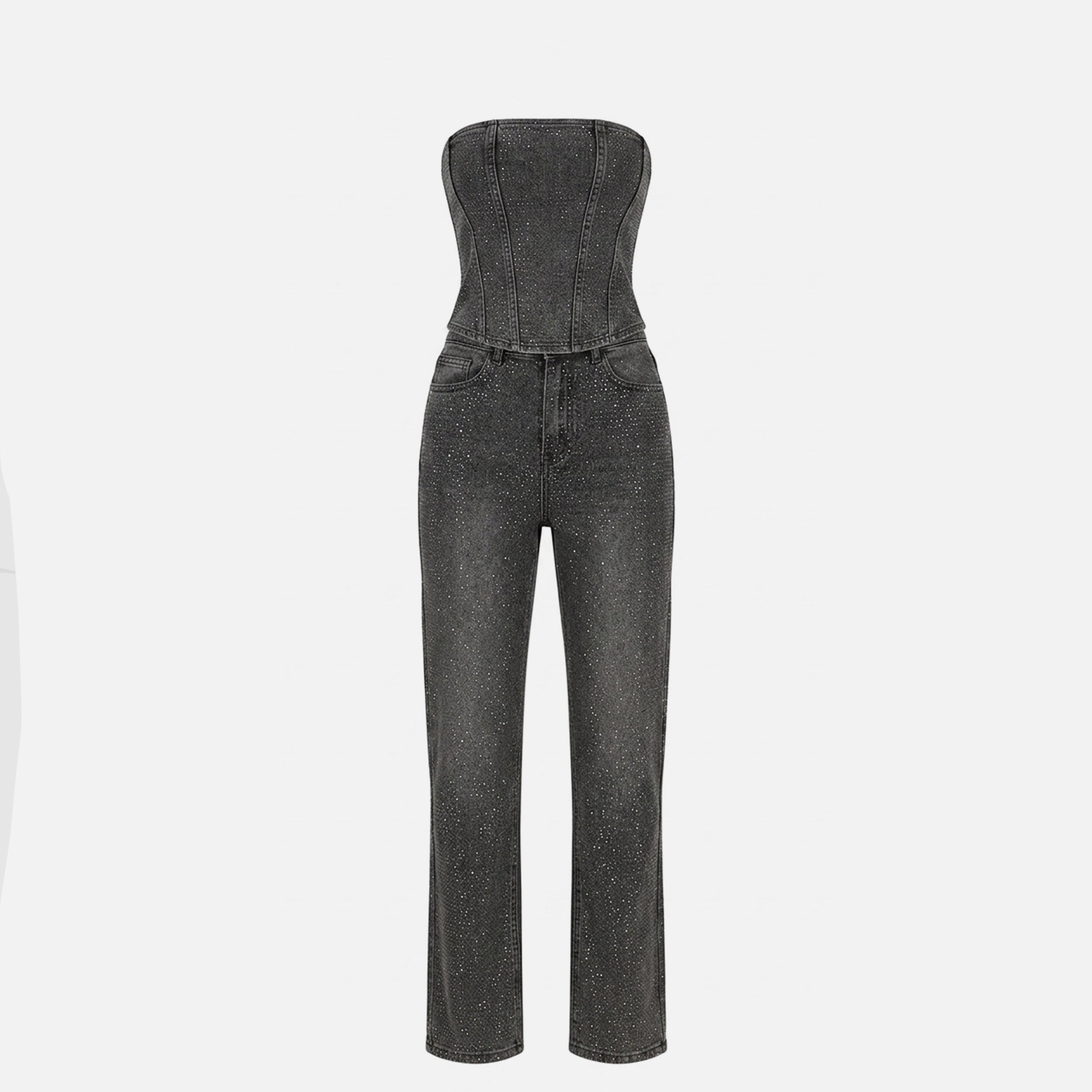 Women's Strapless Crystal Trouser Set Cocktail