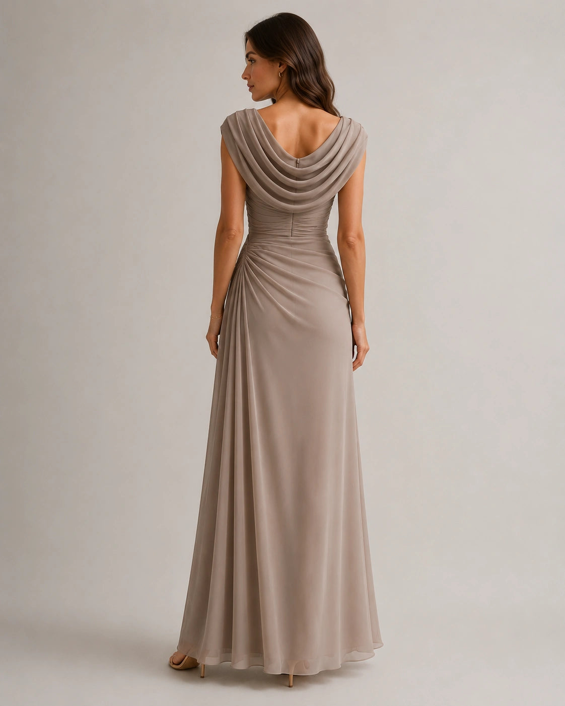 Robe maxi à col drapé froncé pour femmes, invitée de mariage