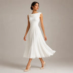 Robe midi sans manches drapée pour les occasions estivales