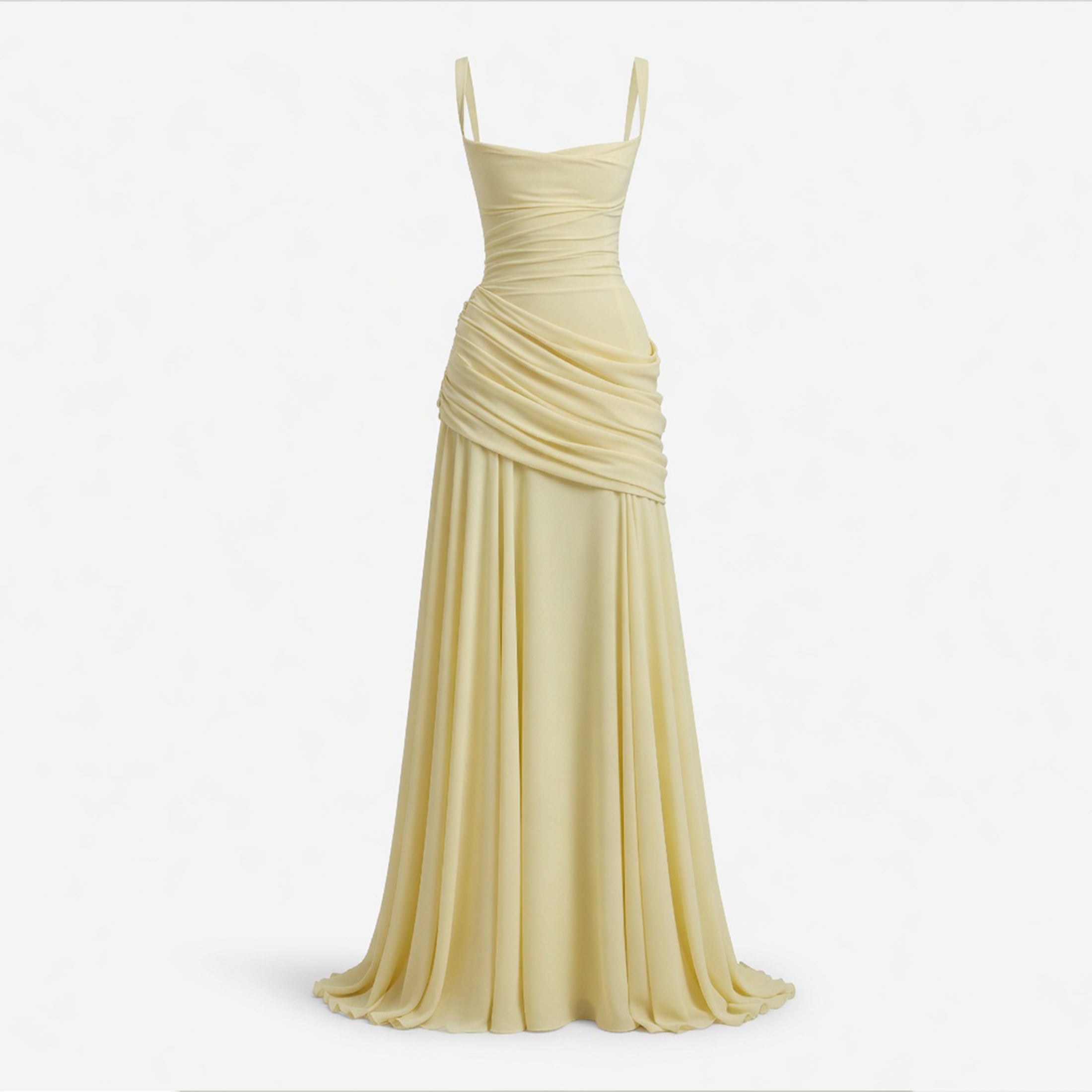 Robe maxi à encolure carrée froncée pour femme - Invité de mariage