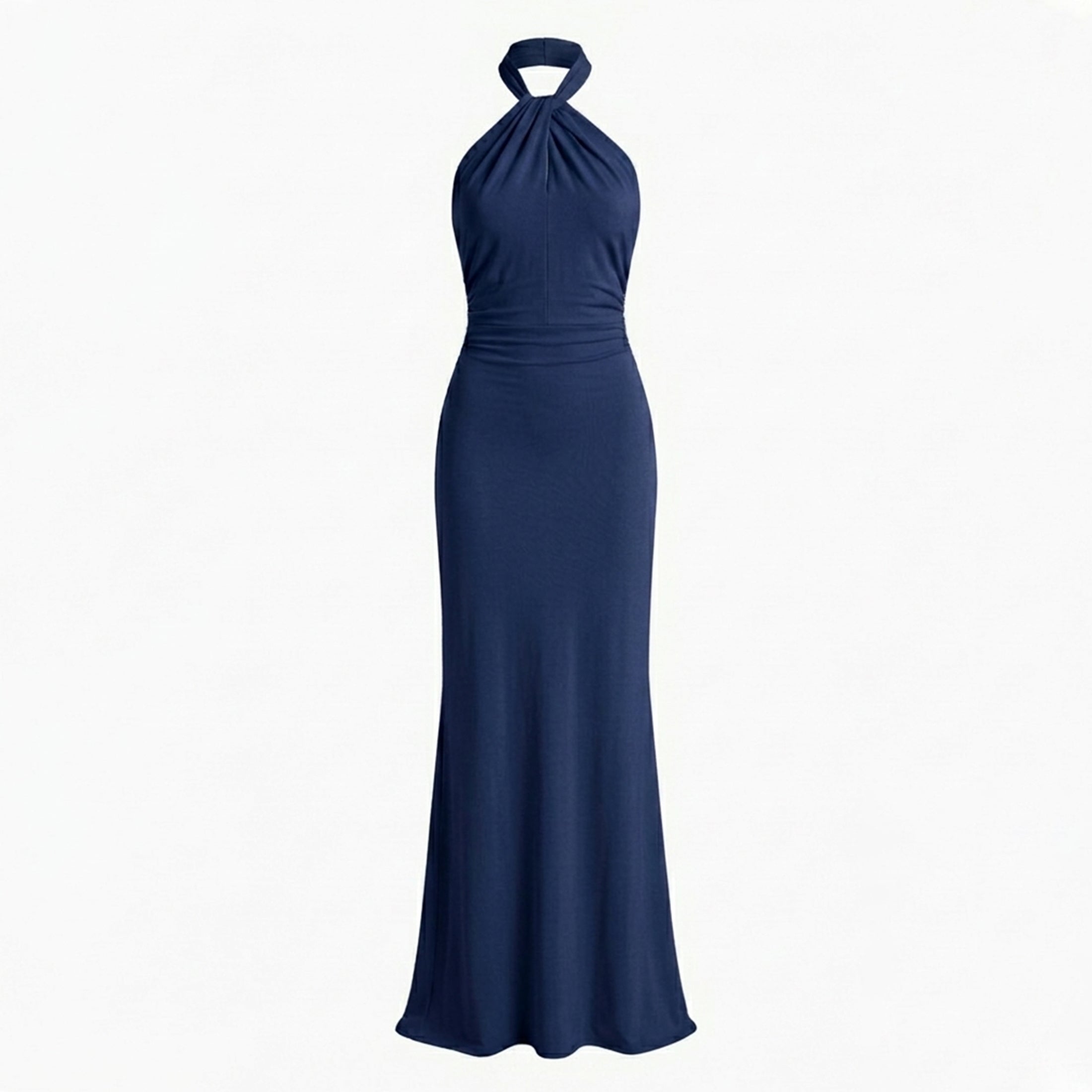 Robe Maxi Femme Élégante à Col Halter Froncée