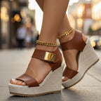Elegant Platform Wedge Sandals Women's Ankle Strap Summer