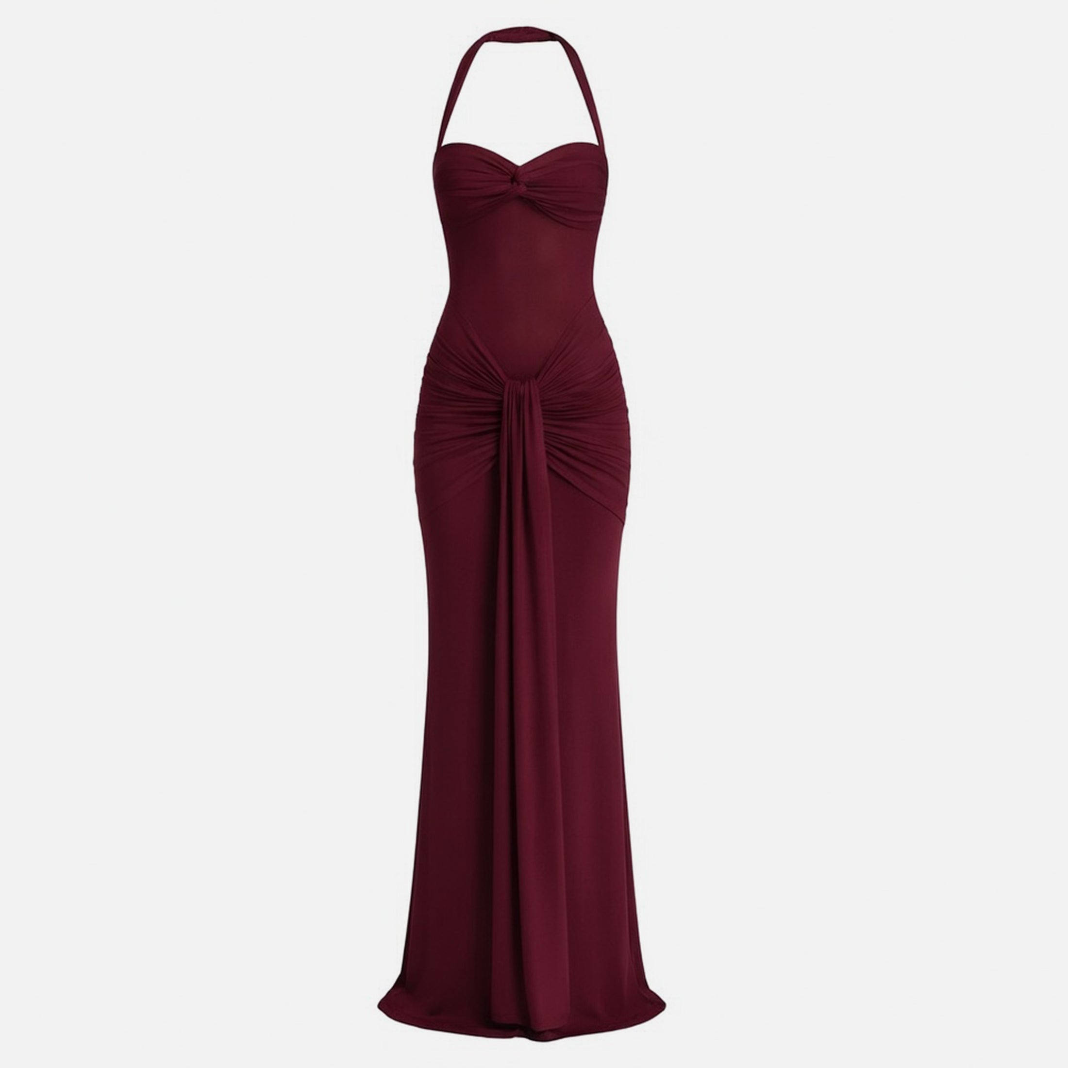 Veloire | Robe Drapée à Col Halter Maxi Chiffon d'Été