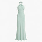 Elegant Halter Neck Ruched Maxi Dress Women's