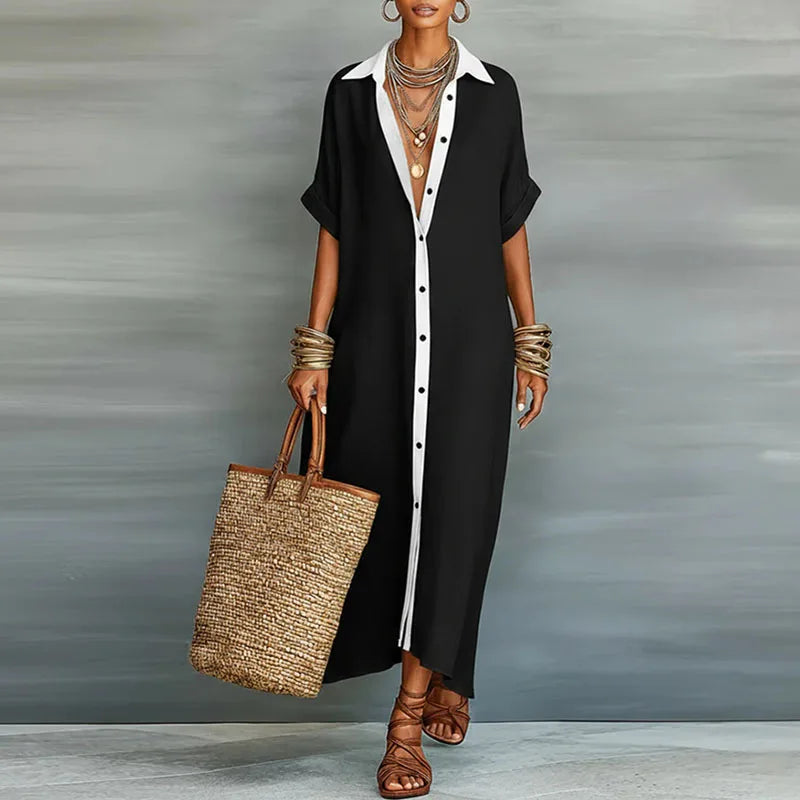 Sundress Collared Maxi Dress Short Sleeve Women's Summer