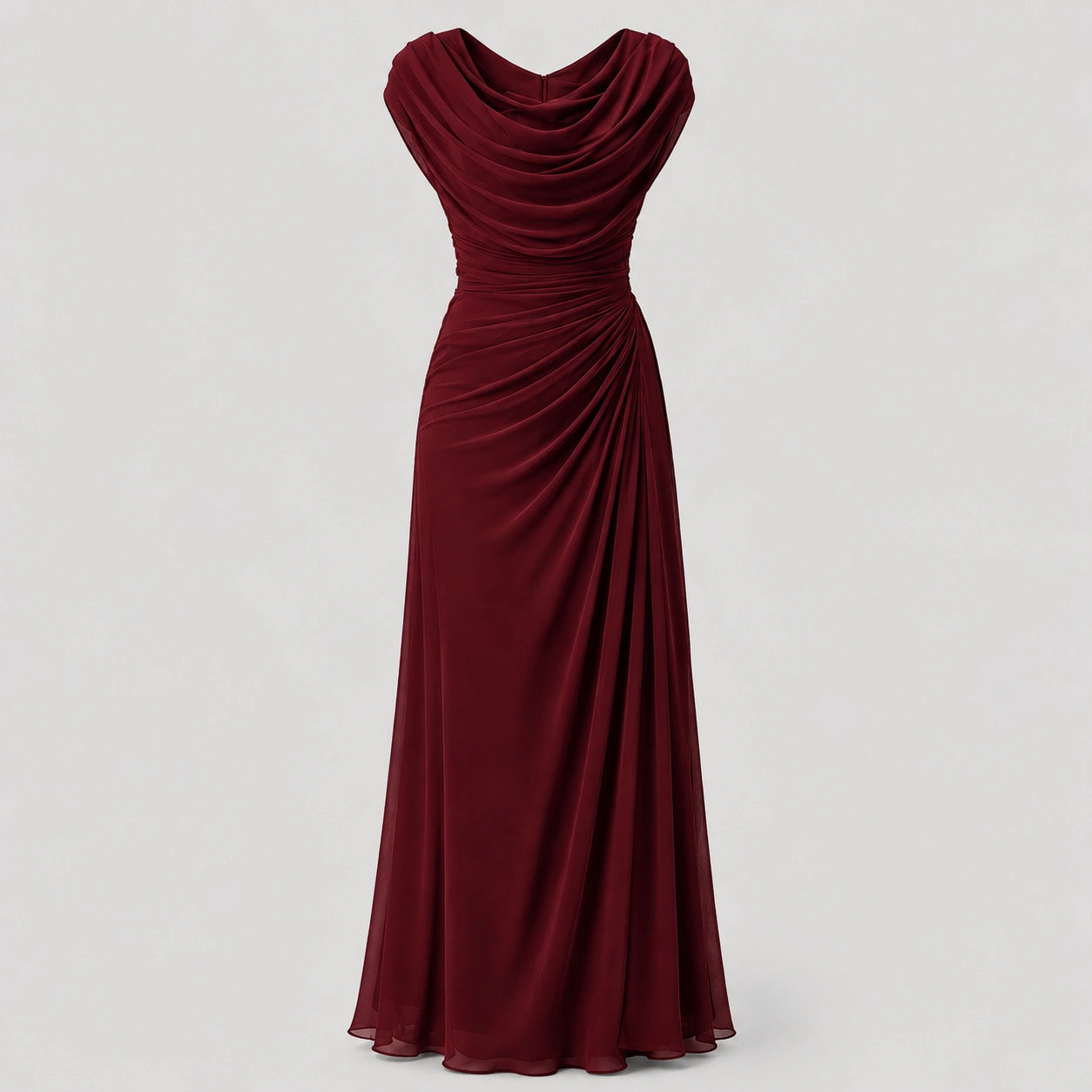 Robe maxi à col drapé froncé pour femmes, invitée de mariage