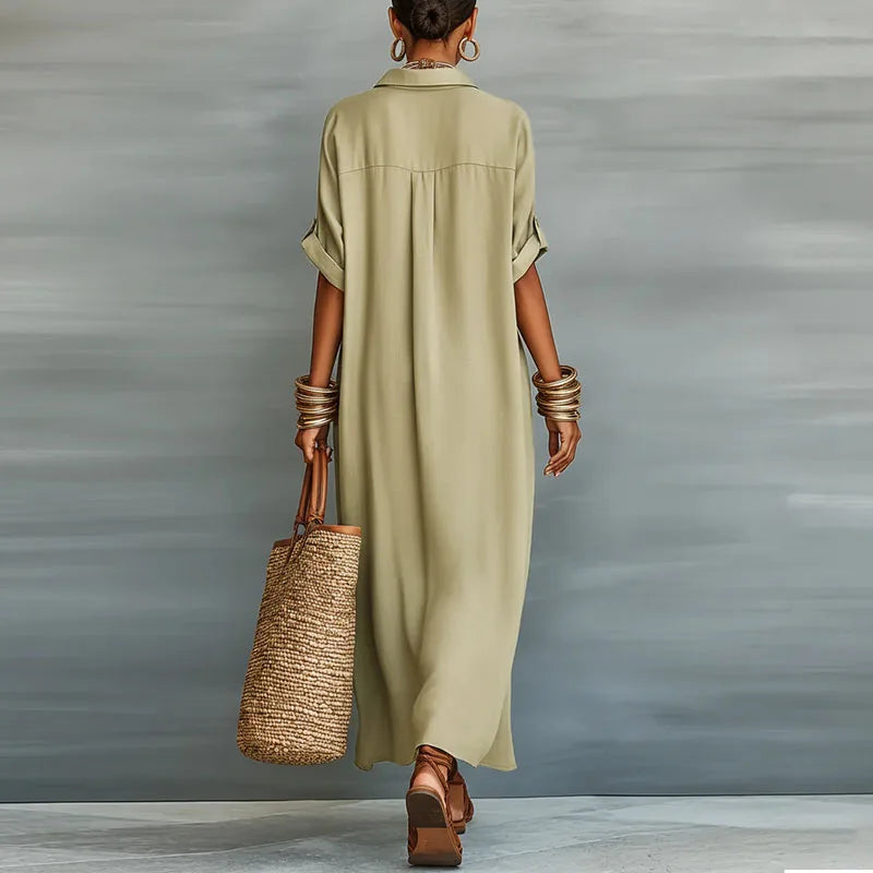 Sundress Collared Maxi Dress Short Sleeve Women's Summer
