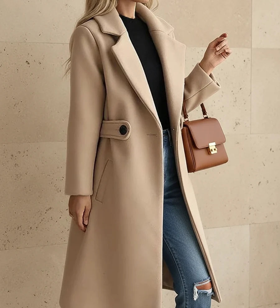Belted Coat Women Longline Tailored Autumn Layer