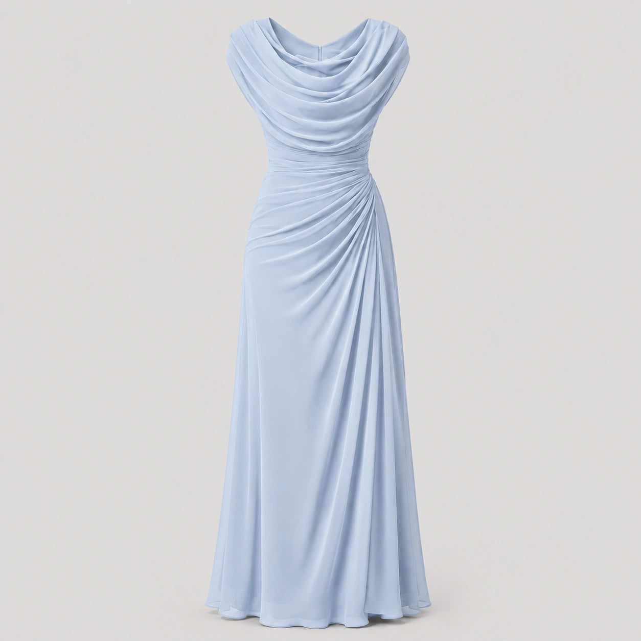 Robe maxi à col drapé froncé pour femmes, invitée de mariage