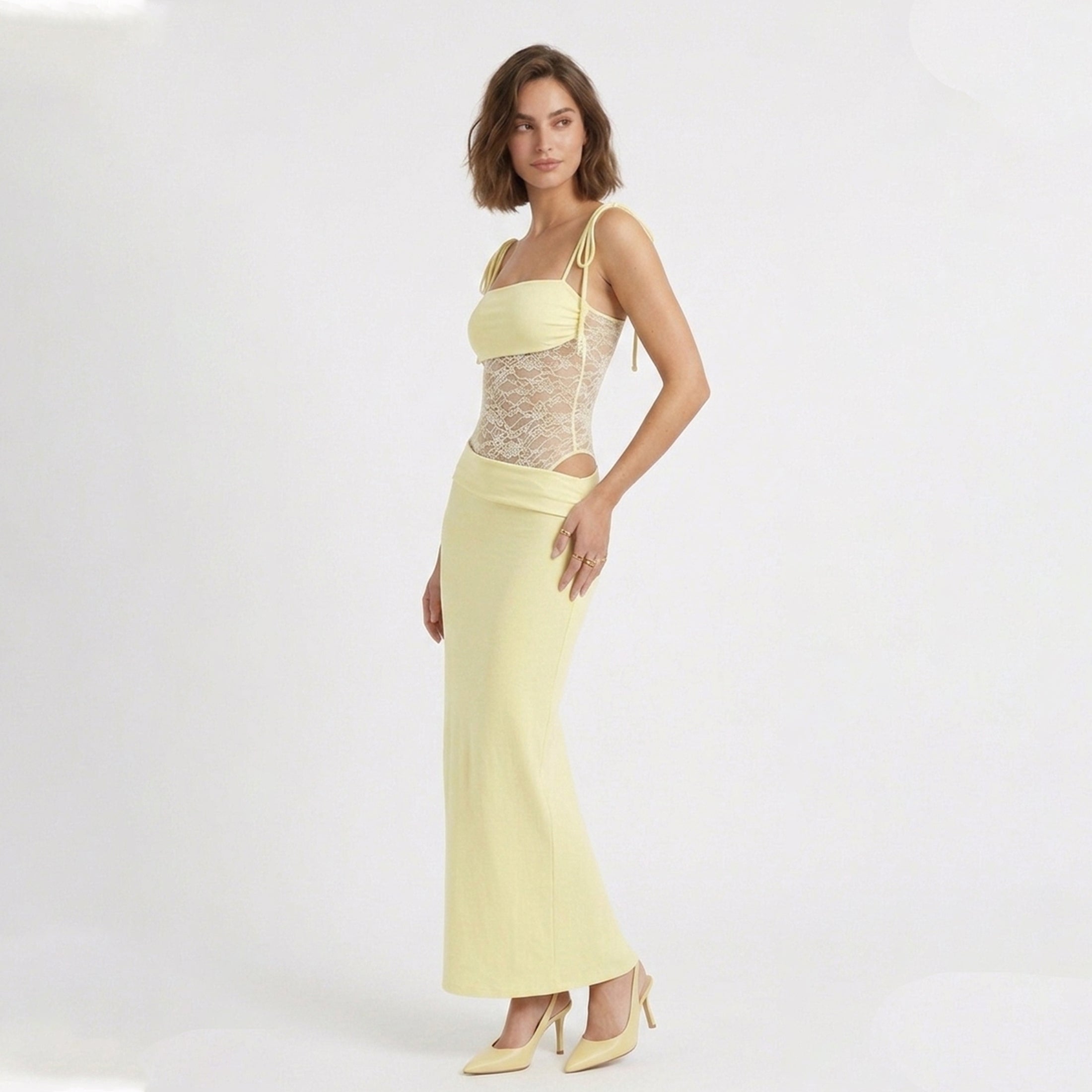 Robe maxi sans manches en dentelle pour femme - Invité de mariage
