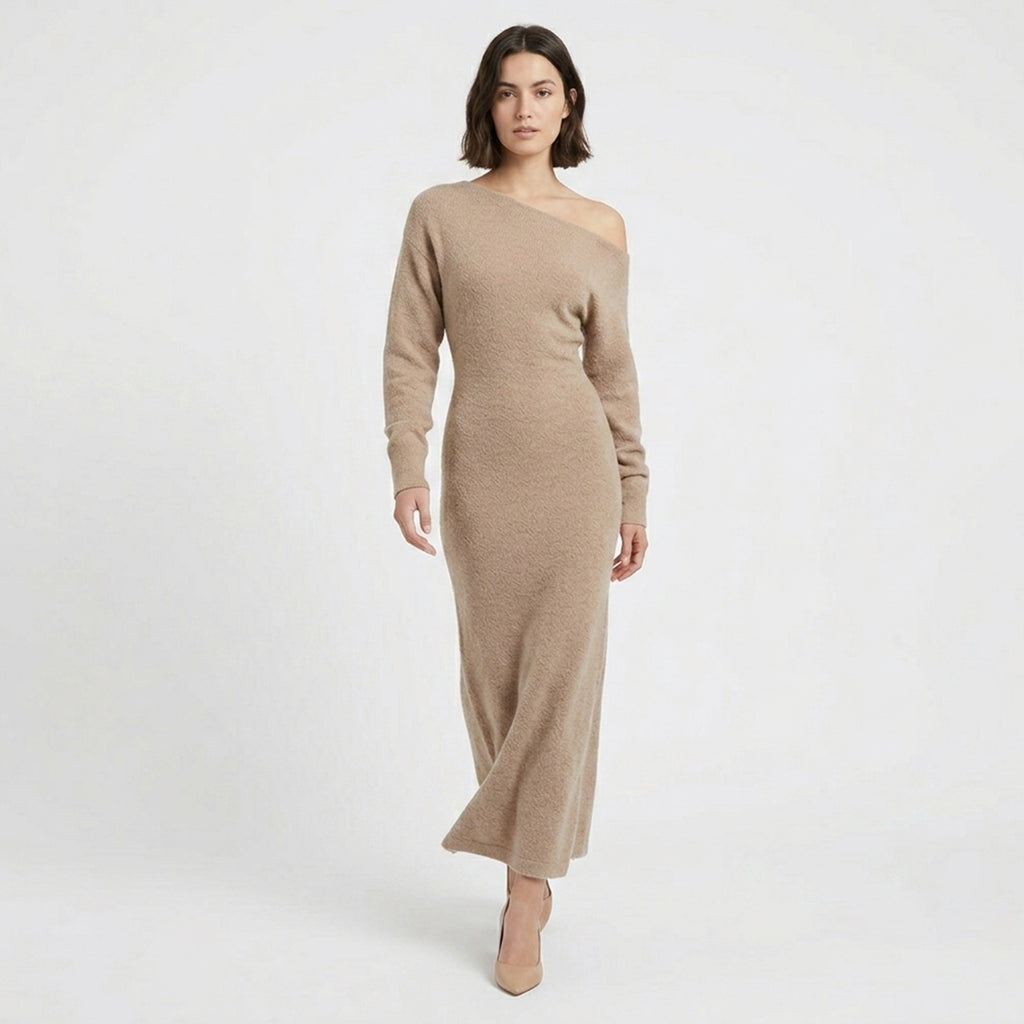 Women's Evening Off-Shoulder Knit Maxi Dress