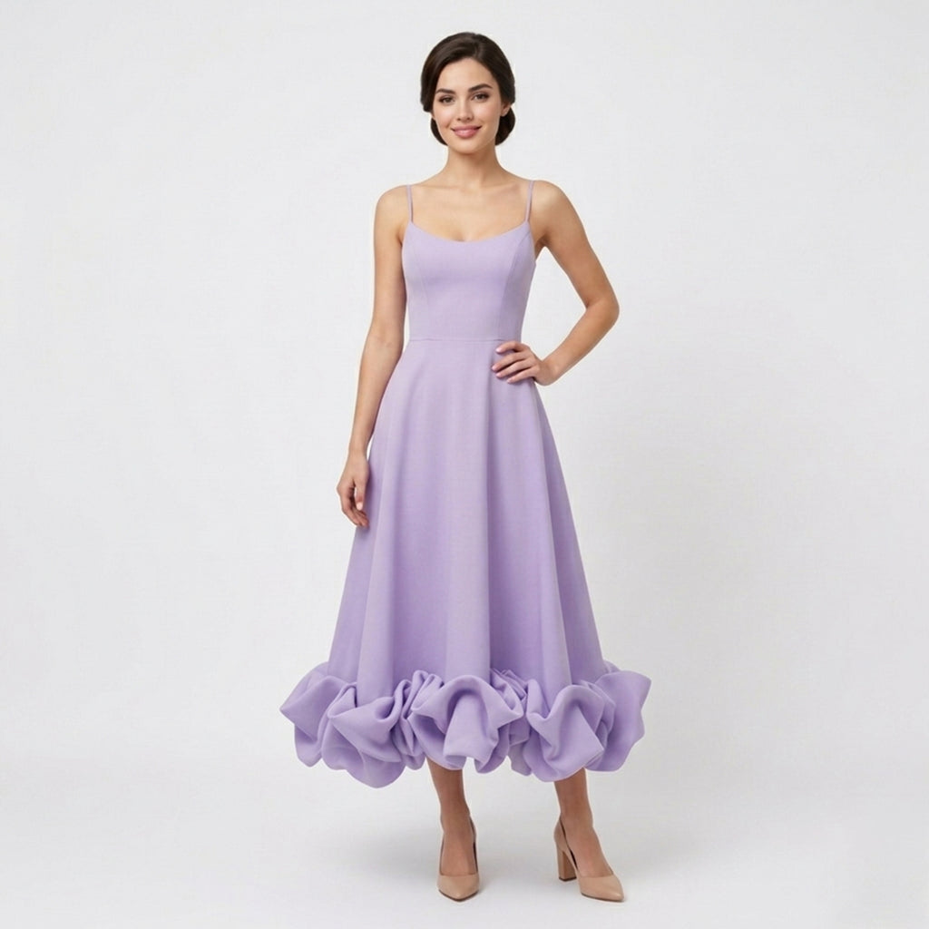 Robe midi A-line sans manches élégante pour femmes