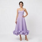 Robe midi A-line sans manches élégante pour femmes