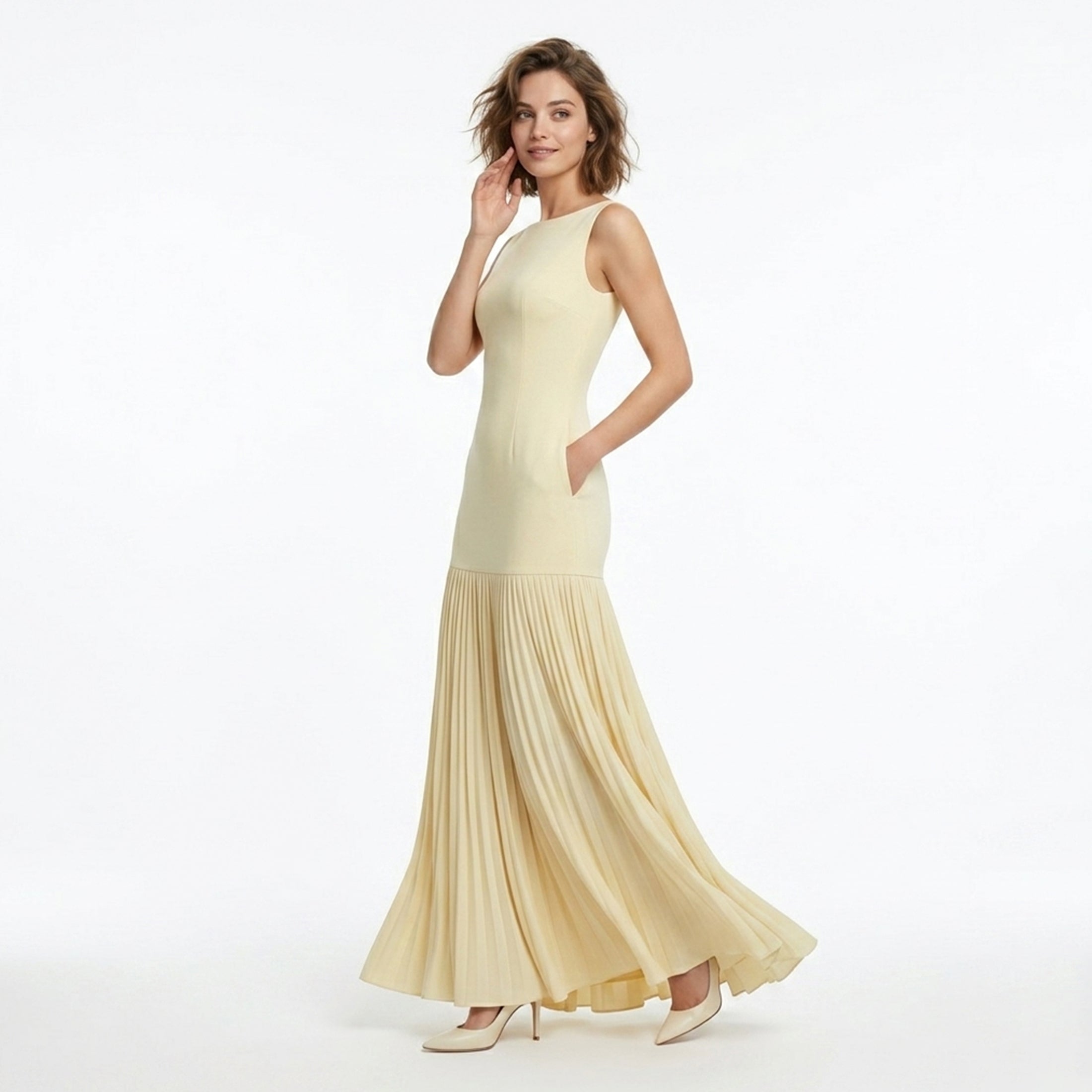 Robe d'été sans manches ajustée et élégante pour femmes