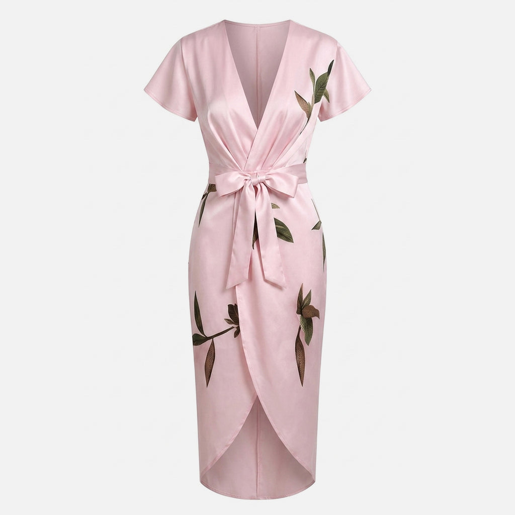 Veloire | Robe Midi à Col V Floral pour Femmes