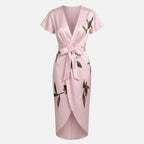 Veloire | Robe Midi à Col V Floral pour Femmes