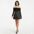 Robe Mini en Dentelle à Épaules Dégagées Cocktail Femme