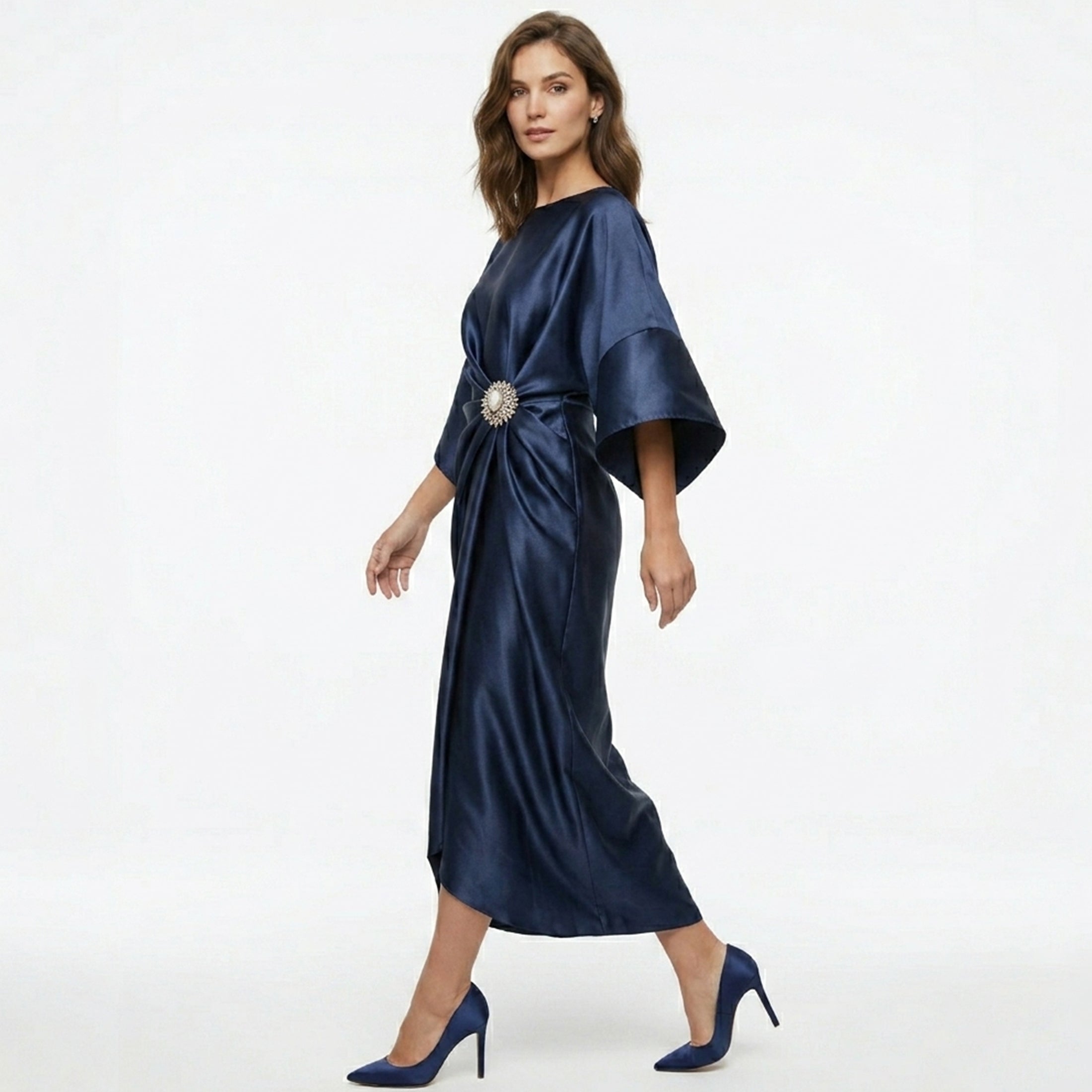 Robe de mariée à manches longues drapées pour femmes