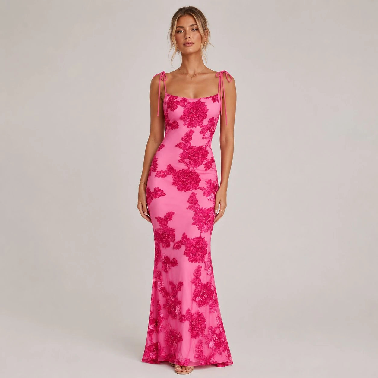 Women's Floral Fishtail Maxi Dress  Summer Occasion