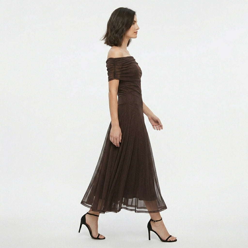 Veloire | Women's Off Shoulder Sheer Maxi Dress