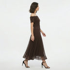 Veloire | Women's Off Shoulder Sheer Maxi Dress