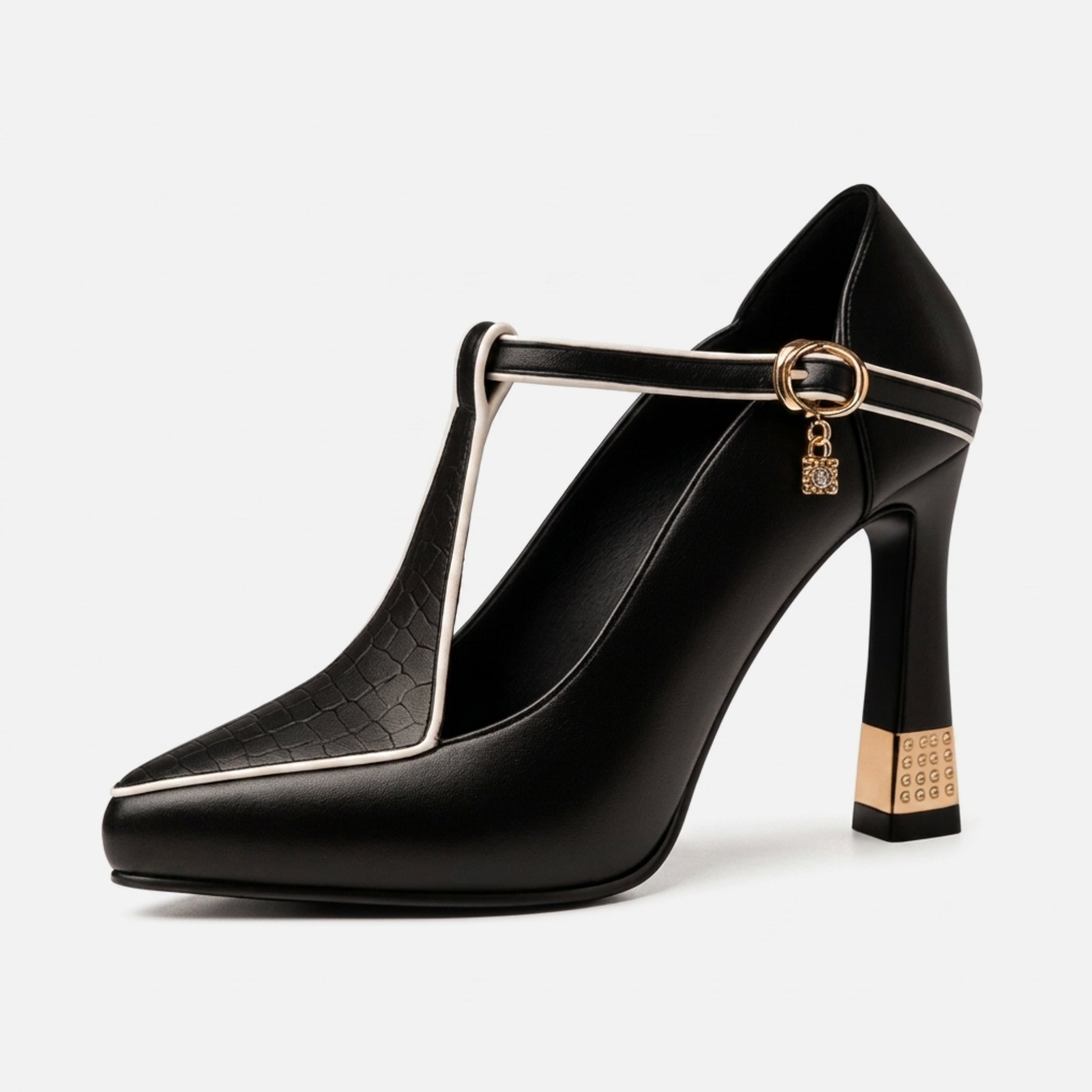 Chaussures de cour à talon bloc élégantes pour femmes à coupe basse