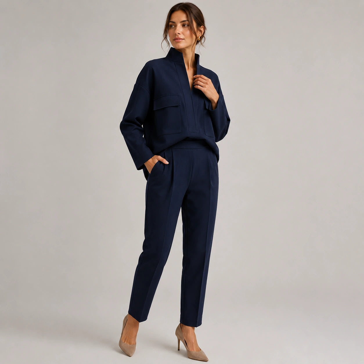 Women's High Neck Trouser Co-Ord Set Long Sleeve