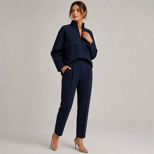 Women's High Neck Trouser Co-Ord Set Long Sleeve