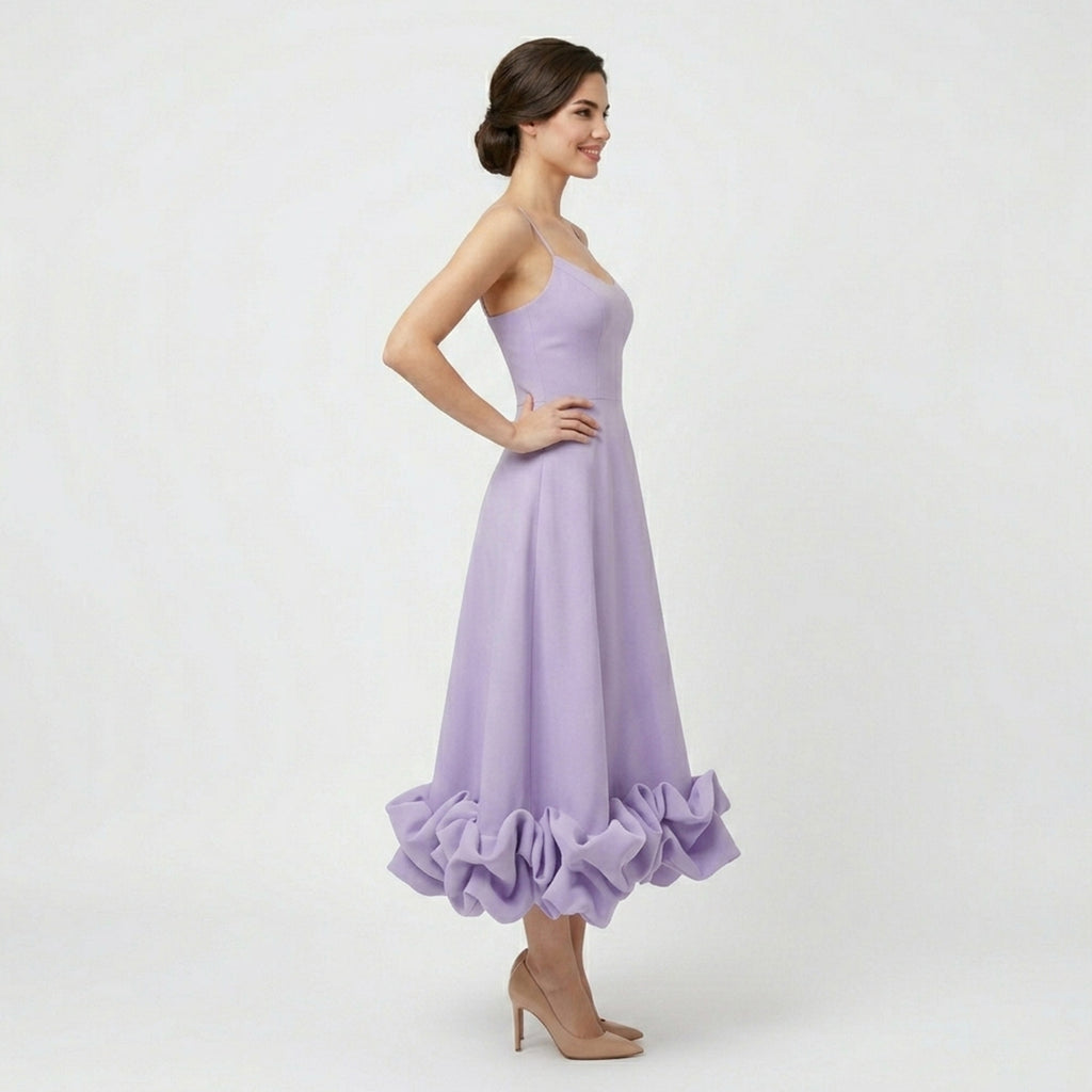 Robe midi A-line sans manches élégante pour femmes