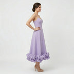 Robe midi A-line sans manches élégante pour femmes